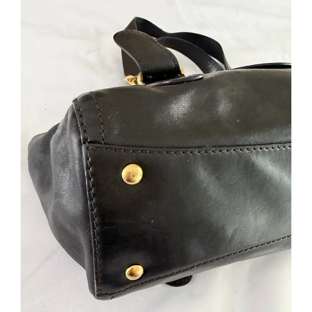Vintage Michael Kors Black Leather Shoulder Bag with Gold Buckles